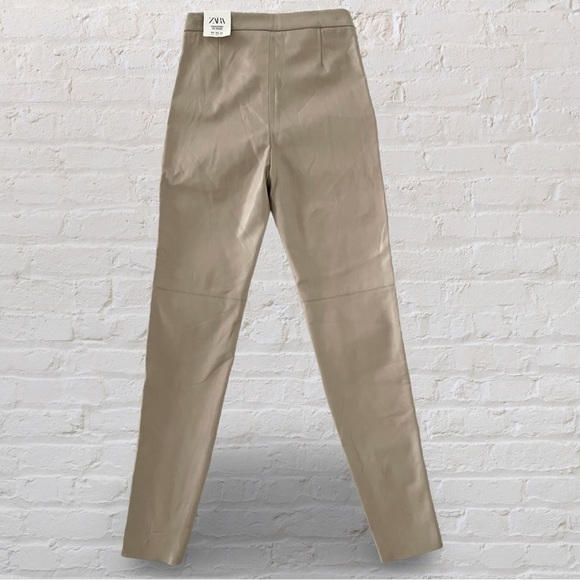 Zara Faux Leather Sand Beige Hi-Rise Leggings - Picture 4 of 7